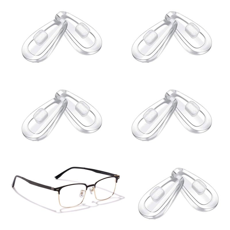 5 Pairs Glasses Nose Pads Silicone Push in Spectacle Air Bag Nose Pads for Glasses Replacement Push Fit Comfortable Full Frame Anti Slip Eye Glasses Nosepads for Glasses Sunglasses Reading Glasses